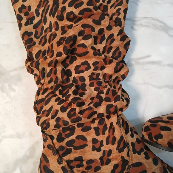 Leopard Look Scrunch Calf Boots for Women - Picture 4 of 4